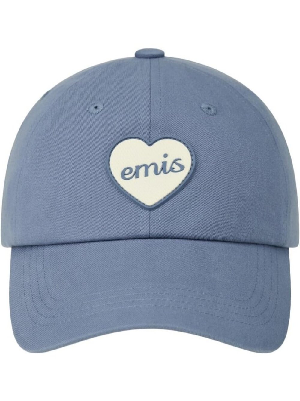 Blue Adjustable Heart Rubber Patch Baseball Cap - Unisex Casual Streetwear Hat